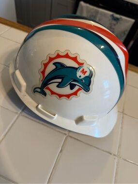 NFL Miami Dolphins White Teal Orange Vintage Style Hard Hat